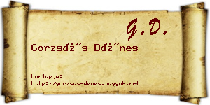Gorzsás Dénes névjegykártya
